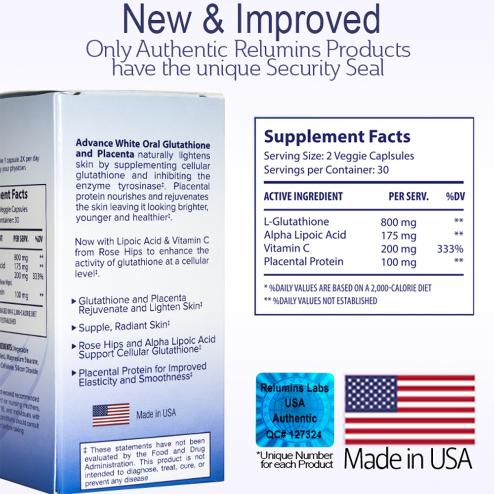 Relumins Advanced White Oral Glutatione and Placenta Capsules - Image 4